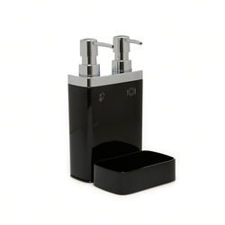 Primanova Viva 2'li Süngerli Sıvı Sabunluk - Siyah / 12.5x13.5x22 cm