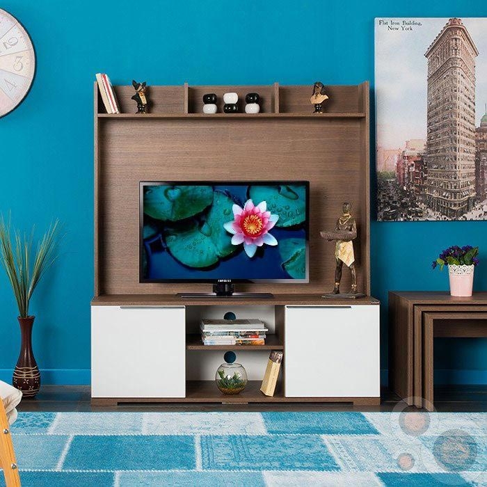 Adore Flat Line Vision TV Duvar Ünitesi Noce / Lake Beyaz Evidea