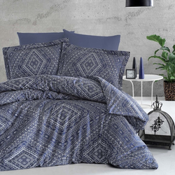 Altınbaşak Janet Baskılı Saten Çift Kişilik Nevresim Takımı - Mavi