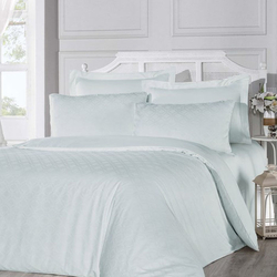 Altınbaşak Liya Jakarlı Biyeli Saten Çift Kişilik Nevresim Takımı - Mint