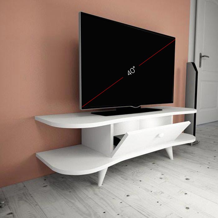 Ankara Mobilya Kelebek AKS Kapaklı Tv Ünitesi Beyaz Evidea