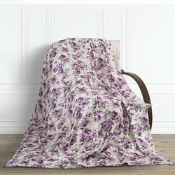 Snow Premium Cicekli Tay Tuyu Koltuk Ortusu Mor 195x215 Cm Evidea