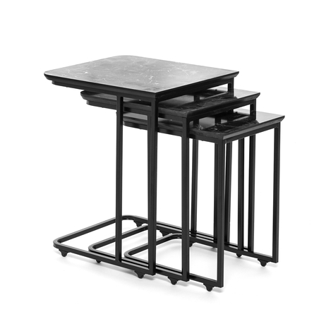 Eekhome Metal Ayakli C Zigon Sehpa Siyah Mermer Evidea