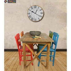 Puzzle Design Tabla Ahsap Masa Ve Sandalye Takimi Renkli Evidea