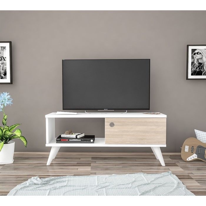 Bena Mobilya Efe Beyaz Meşe 90 Cm Tv Sehpası Evidea