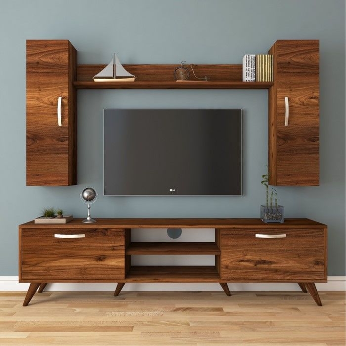Rani A9229 Duvar Raflı Kitaplıklı Tv Ünitesi Ceviz Evidea