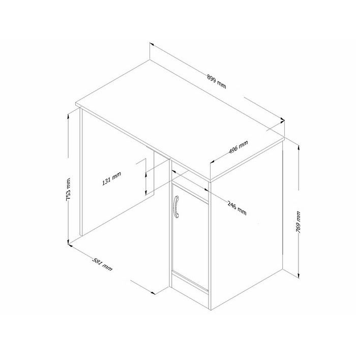 Rani C1 Kapaklı Bilgisayar / Çalışma Masası Beyaz Evidea