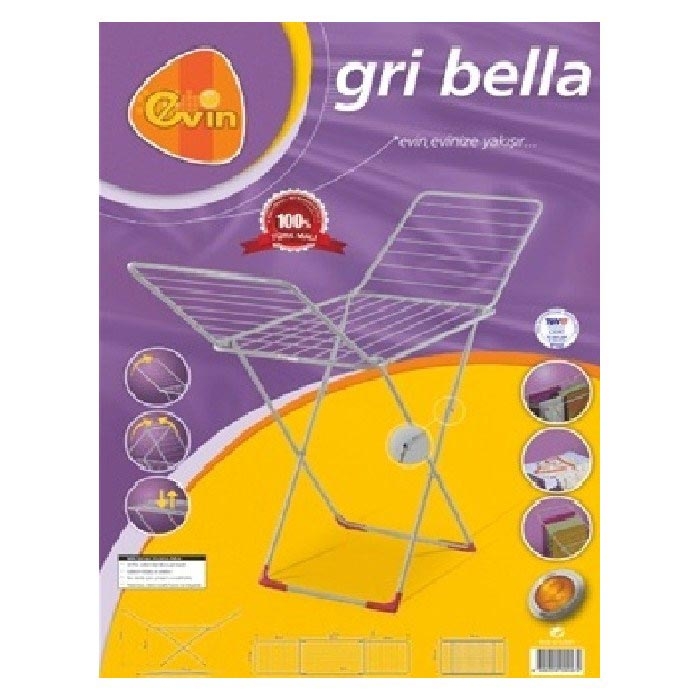 Evin Bella Çamaşır Kurutmalığı Gri Evidea