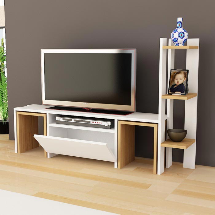 Just Home Matilda Tv Ünitesi Beyaz / Ceviz Evidea
