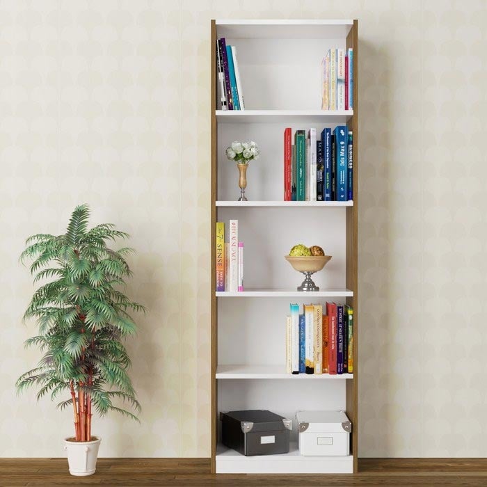Eyibil Mobilya Ela 5 Raflı Kitaplık Ceviz / Beyaz Evidea
