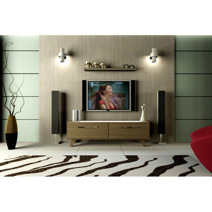 Eyibil Mobilya Poyraz Duvar Raflı Tv Ünitesi Ceviz Evidea