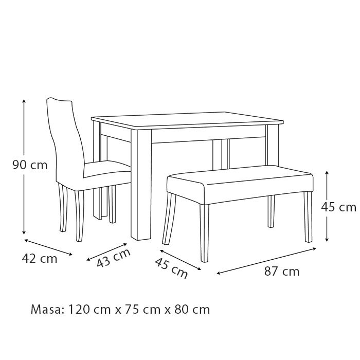 Modalife Hanımeli Masa Sandalye Takımı Mavi Evidea