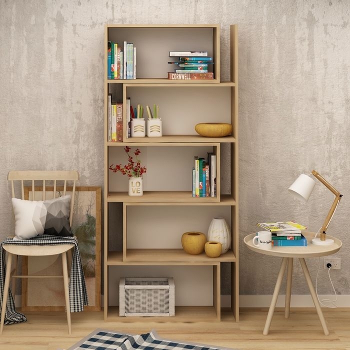 Fly Mobilya Modüler Hareketli Kitaplık Meşe Evidea