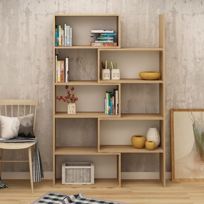 Fly Mobilya Modüler Hareketli Kitaplık Meşe Evidea