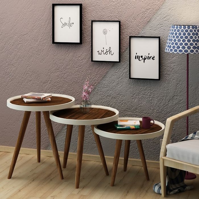 Fly Mobilya Noyer Zigon Sehpa Ceviz / Beyaz Evidea