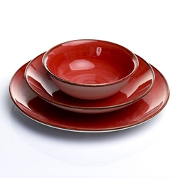 Tulû Porselen Ali'den Trend 18 Parça Yemek Takımı - Kırmızı