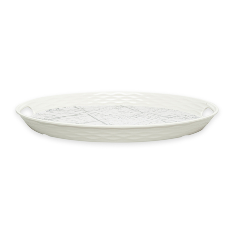 ipek mavi mermer oval kaydirmaz tepsi 34x44 cm