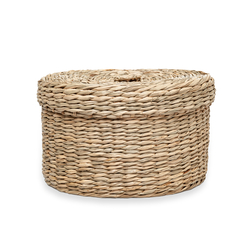 Kanca Naturel Hasir Kapakli Yuvarlak Sepet 11 Cm Evidea