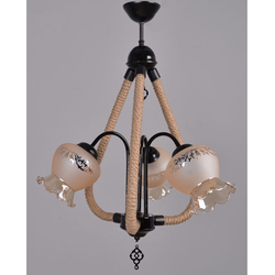 Safir Light Bodrum Halatli Camli 3 Lu Avize Siyah Evidea