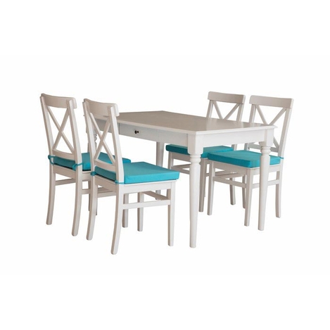 A2 Decor Safir Masa Takimi Beyaz Mavi Evidea