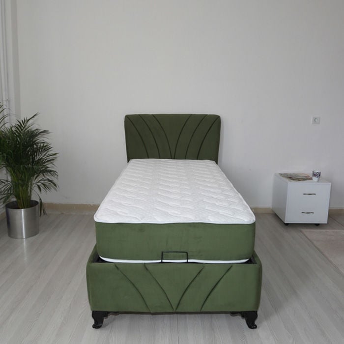 Nav Decoration Liva Baza + Başlık + Yatak Takımı 100x200 cm Yeşil