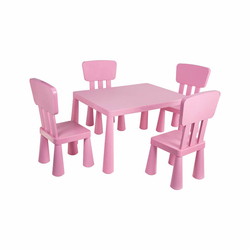 Moduler Mini Cocuk Masa Sandalye Seti Pembe 1 Masa 4 Sandalye Evidea