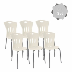 Modelight 6 Li Plastik Sandalye Seti Beyaz Evidea