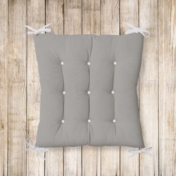 Realhomes Gri Renkli Pofidik Kare Sandalye Minderi 40x40cm Dugmeli Evidea