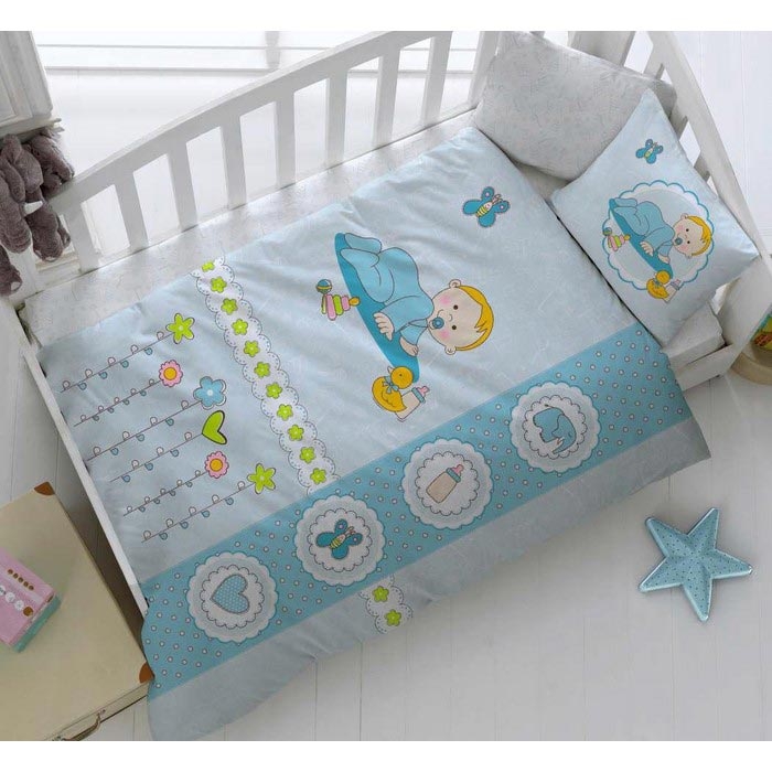 Kristal By Taç Happy Baby Bebek Nevresim Takımı Mavi