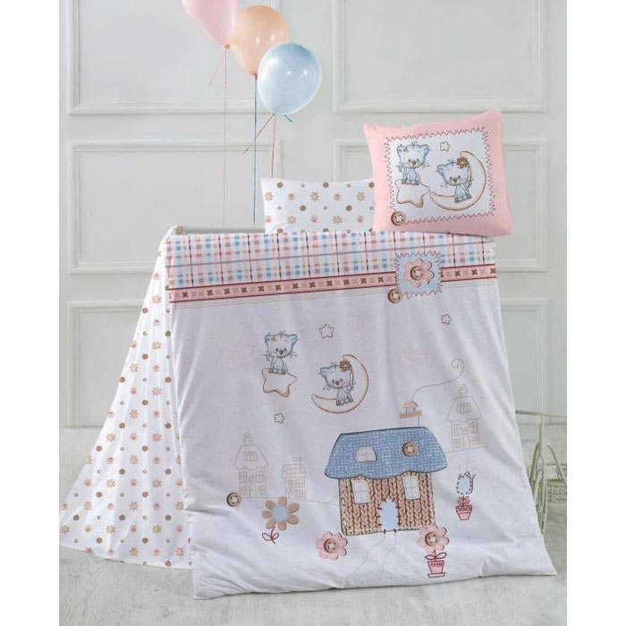 Kristal By Taç Sleepy Cats Bebek Nevresim Takımı Somon