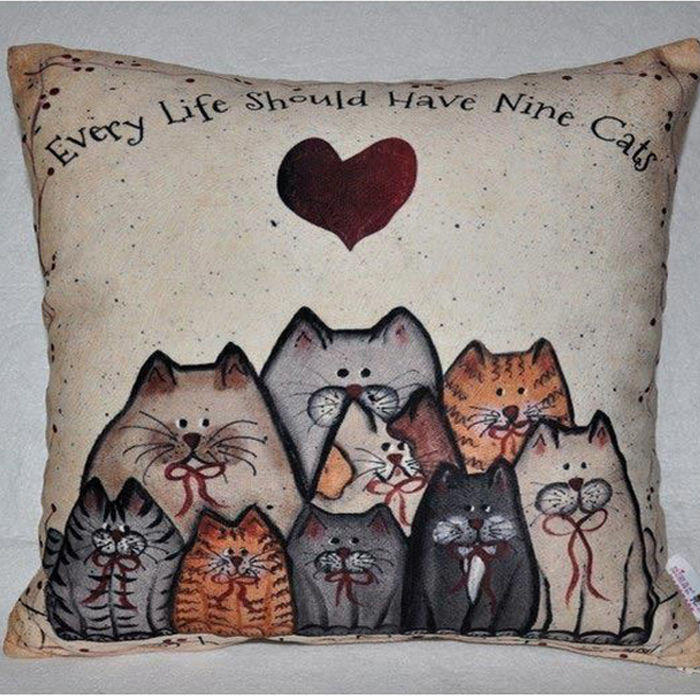 Nevresim D nyas 3D Nine Cats   i Dolu Krlent 43x43 cm 