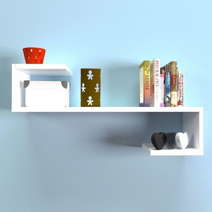 Nur Mobilya Dekoratif Raf Beyaz Evidea