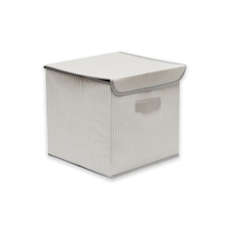 Ocean Home Cizgi Desenli Kapakli Kutu Gri 30x30x30 Cm Evidea