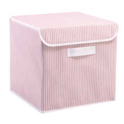 ocean home cizgi desenli kapakli kutu pembe 30x30x30 cm