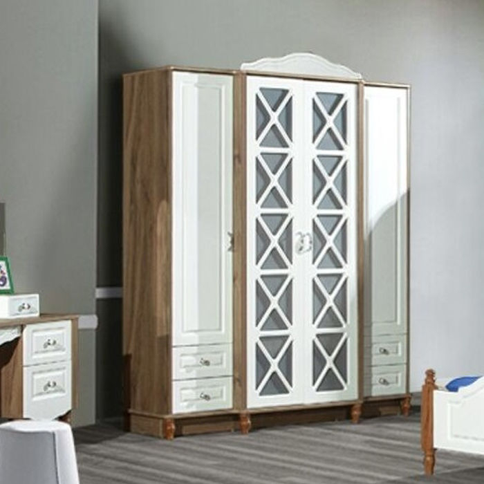 Odacix Country Gold 4 Kapılı Dolap Ceviz/Beyaz Evidea Odacix Country Gold 4 Kapılı Dolap Ceviz/Beyaz Evidea