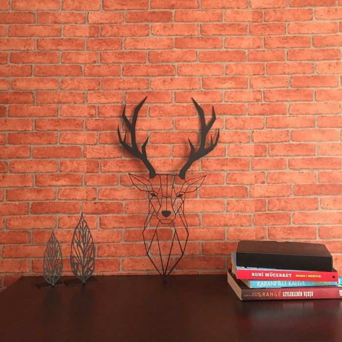 Ohuga OTSDEE5030 Geometrik Geyik Dekoratif Metal Duvar Dekoru 50x30