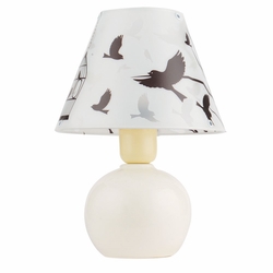 Nisa Luce Kus Kafesi Seramik Abajur Krem Evidea