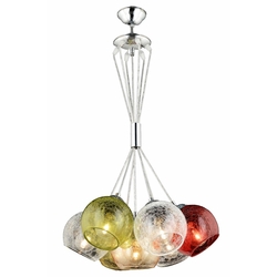 Safir Light Modern 7 'li Çatlatma Avize - Renkli