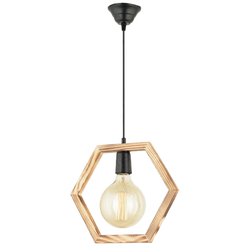 Nisa Luce Gaia Altıgen Ahşap Sarkıt - Rustik Ampul Hediyeli