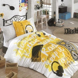 Hobby Live Music Percale Tek Kişilik Nevresim Takımı - Sarı