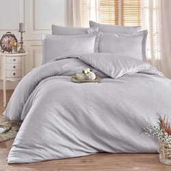 Hobby Damask Saten Çift Kişilik Nevresim Takımı - Gri