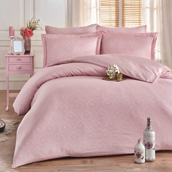 Hobby Damask Saten Çift Kişilik Nevresim Takımı - Pudra