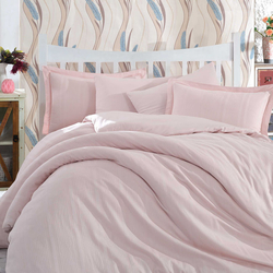 Hobby Strippe Saten Çift Kişilik Nevresim Takımı - Gül