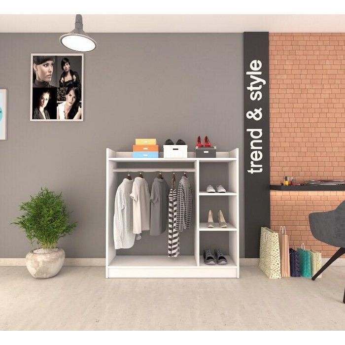 House Line Pratik 3 Raflı Elbise Dolabı Beyaz Evidea