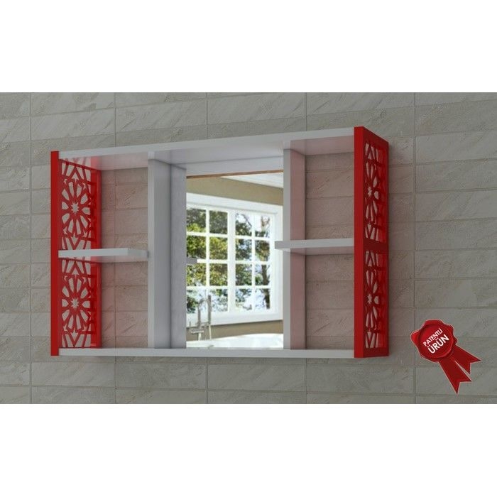 Remaks Aynalı Duvar Rafı Kırmızı Evidea Remaks Aynalı Duvar Rafı Kırmızı Evidea