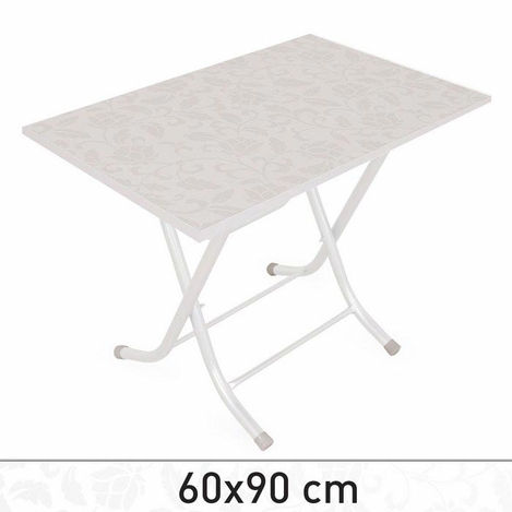 Prado Cicek Desenli Katlanir Masa 60x90 Cm Beyaz Evidea