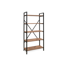 Just Home Athena 5 Raflı Geniş Metal Kitaplık - Atlantik Çam/Siyah
