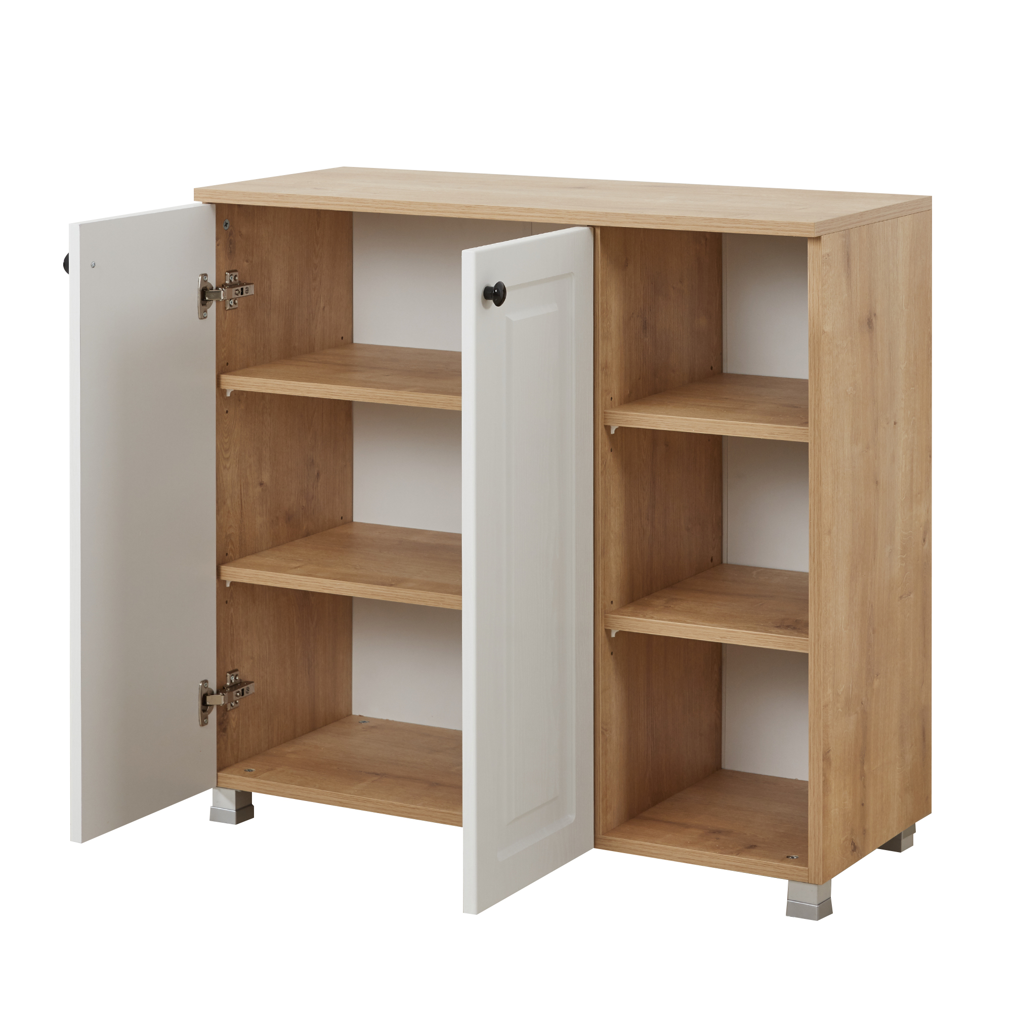 Just Home Ares 2 Kapaklı 3 Raflı Çok Amaçlı Dolap Meşe