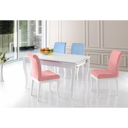 House Line Reyhan Masa Sandalye Takimi Beyaz Pembe Mavi Evidea