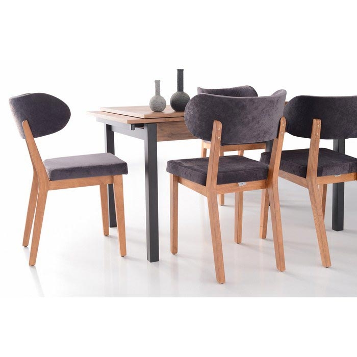House Line Yıldız Masa Sandalye Takımı Ceviz / Siyah